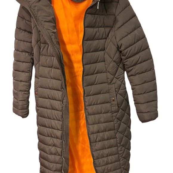 NWT. B Coature Sz S Women’s Brown/Orange Puffer Hooded Jacket/removable hood - Picture 5 of 8